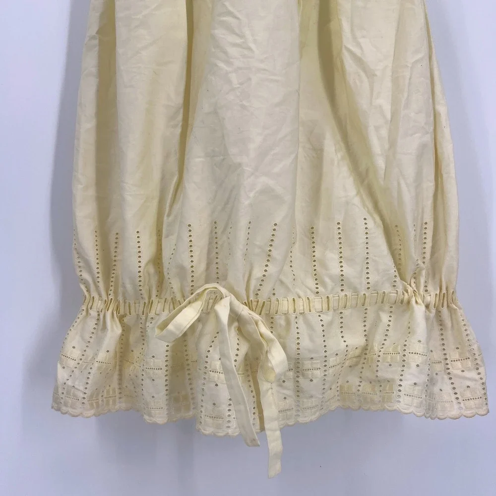 Vintage‎ 50s Dress Butter Yellow Eyelet Hem Spaghetti Straps Balloon Hem Bow XXS - Picture 3 of 8